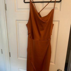 Missguided size 12 Rust colored satin midi dress